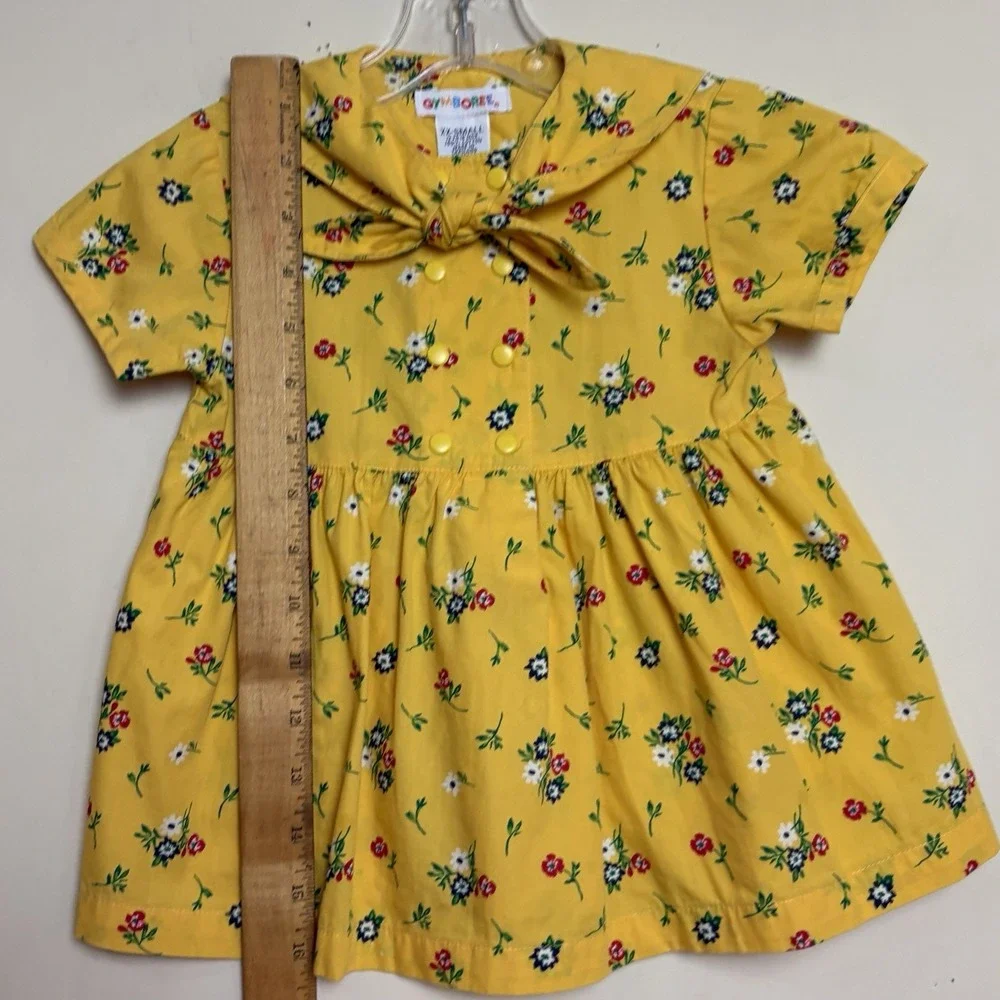VTG Gymboree Country Meadows Dress Rainbow Tag Cottagecore Yellow Floral 12-18 M
